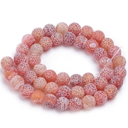 Agat perler. Krakeleret - forvitret. Rødlige nuancer. 6 mm